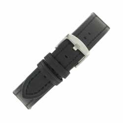 Bracelet de montre Noir largeurs de 16/18/20/22mm en Cuir de Bœuf pleine fleur Waterproof EcoCuir®