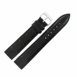 Bracelet pour anses soudées 16 et 20mm Noir en Cuir de vachette gaufré Alligator