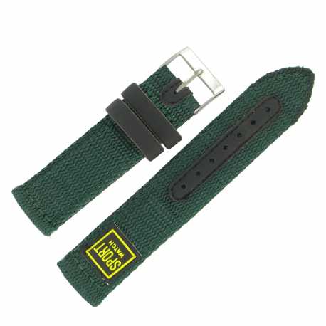 Bracelet de montre Vert largeurs de 18 et 20mm Sport Watch