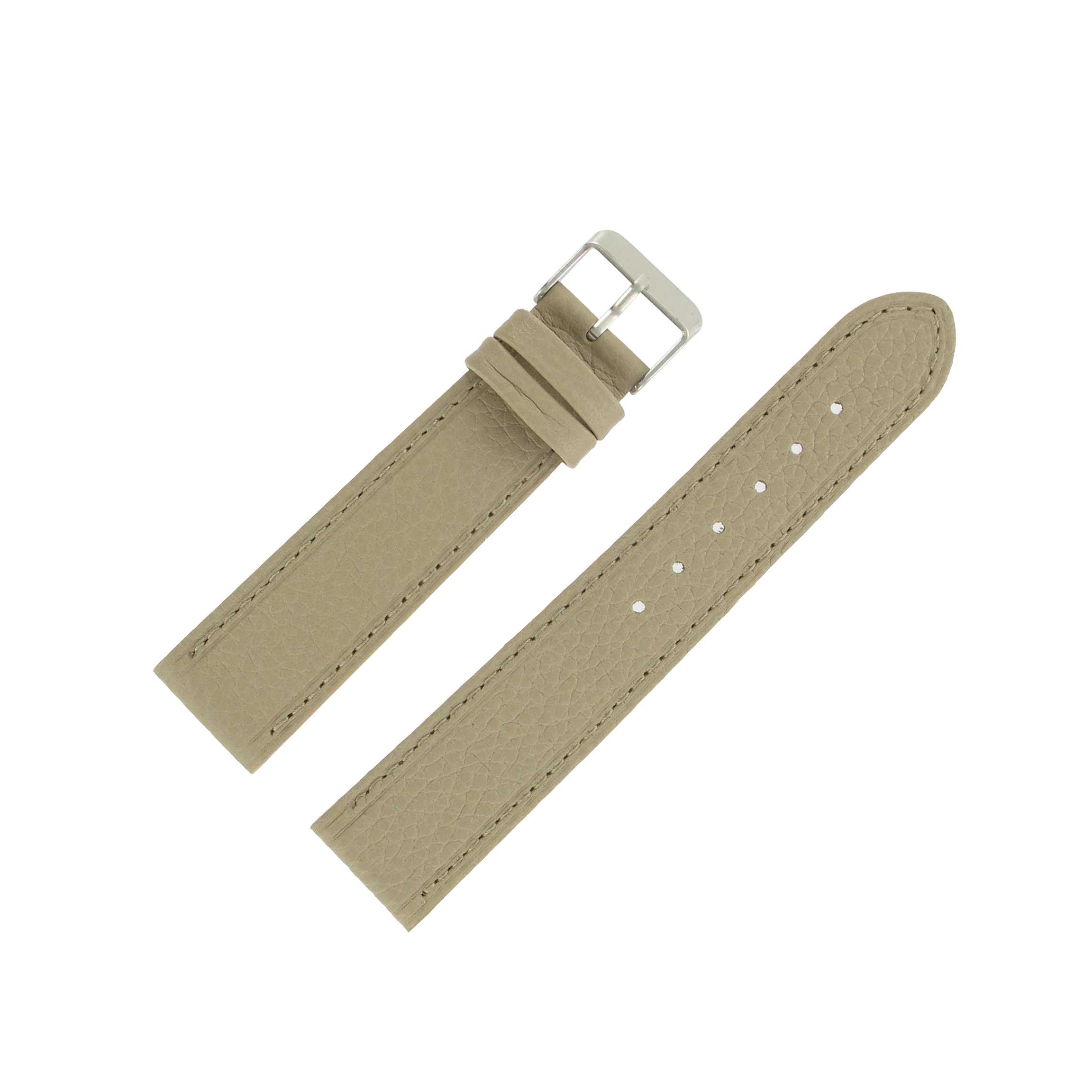 Bracelet montre Beige de 18 et 20mm en Cuir gaufr Buffalo Ecocuir