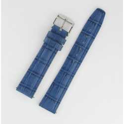Bracelet de montre Bleu 14-16-18-20mm en Cuir Gaufré Alligator Ecocuir® Artisanal 