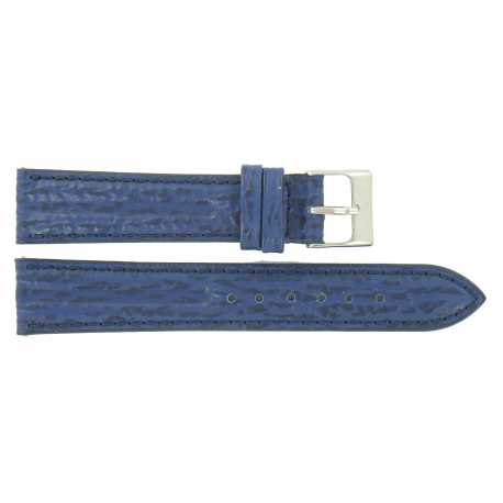 Bracelet montre Bleu de 14-16 et 18mm en Cuir de vachette Gaufré Requin 