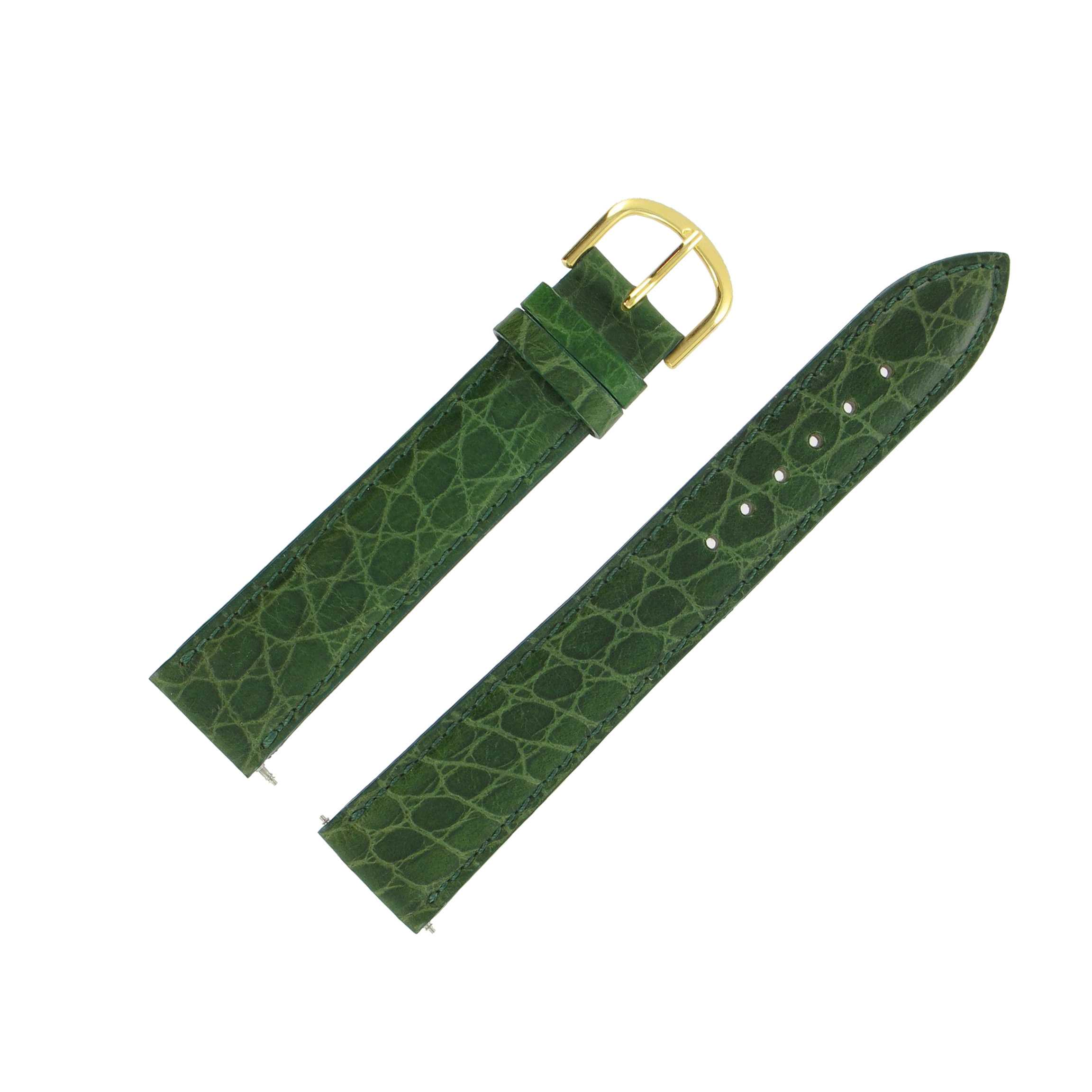 Bracelet Montre Extra Long Vert de 16 18 et 20mm en Cuir de Veau