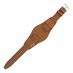 Bracelet montre Américain de 14-16 et 18mm Marron doré en Cuir véritable Ecocuir® Artisanal