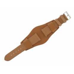 Bracelet montre Bund Américain de 20-22 et 24mm Marron doré en Cuir véritable Ecocuir® Artisanal