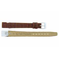 Bracelet pour montre à anses fixes 08-10-12mm en Cuir Marron Doré de vachette gaufré Lézard