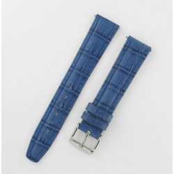 Bracelet de montre 18mm Bleu en Cuir Gaufré Alligator 