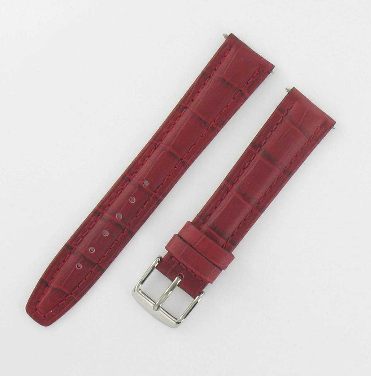 Bracelet de montre 18mm Bordeaux en Cuir Gaufr Alligator