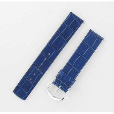 Bracelet de montre Façon Croco Grain GOBI Bleu Azur de 10 à 18 mm H190-16